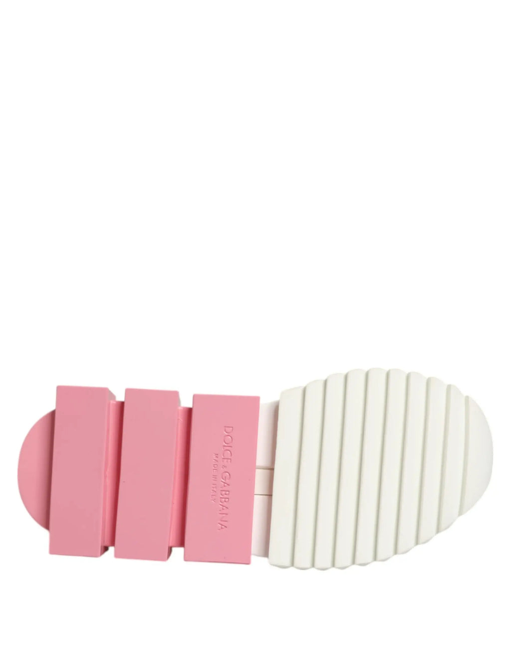 Semelle plateforme rose et blanche à texture côtelée des baskets basses sorrento dolce & gabbana