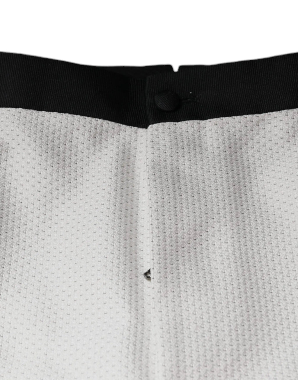 Pantalon formel blanc dolce & gabbana en polyester avec tissu en maille blanche et taille élastique noire avec bouton noir