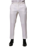 Pantalon formel blanc en polyester dolce & gabbana avec coupe ajustée et plis discrets
