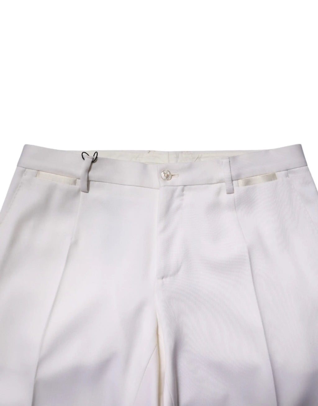Pantalon formel blanc dolce gabbana en polyester avec coupe ajustée et plis délicats visible de face