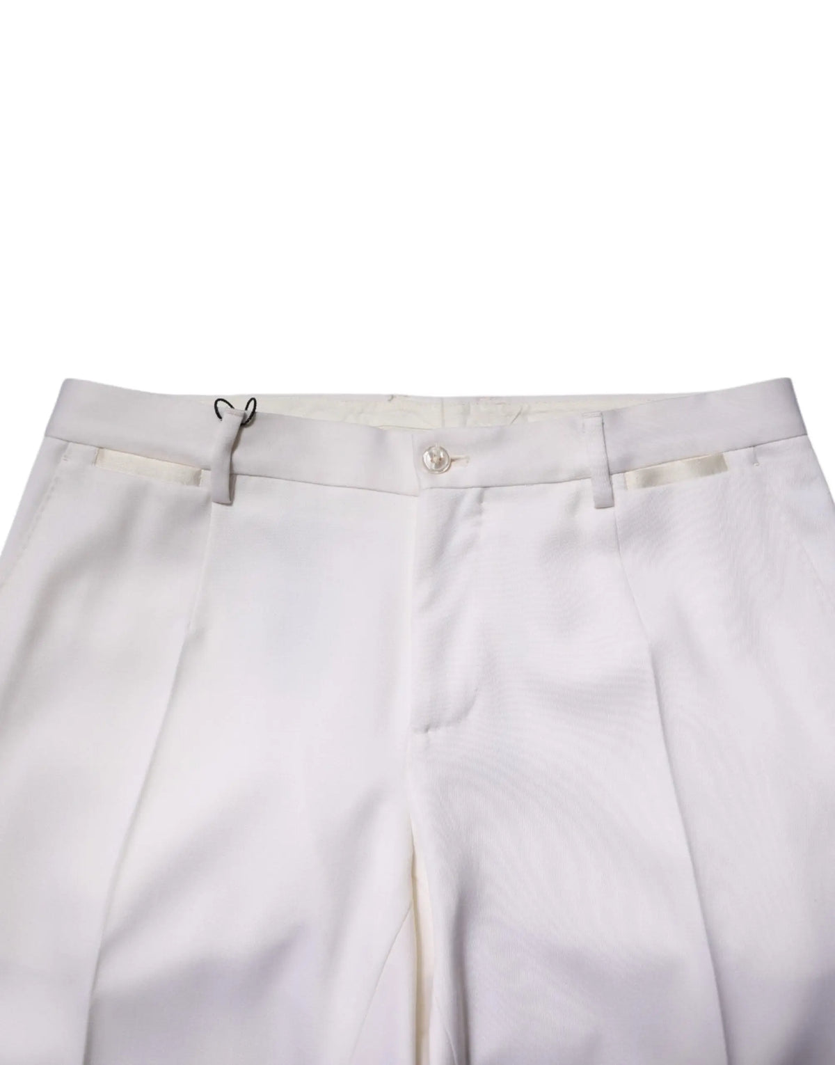 Pantalon formel blanc dolce gabbana en polyester avec coupe ajustée et plis délicats visible de face