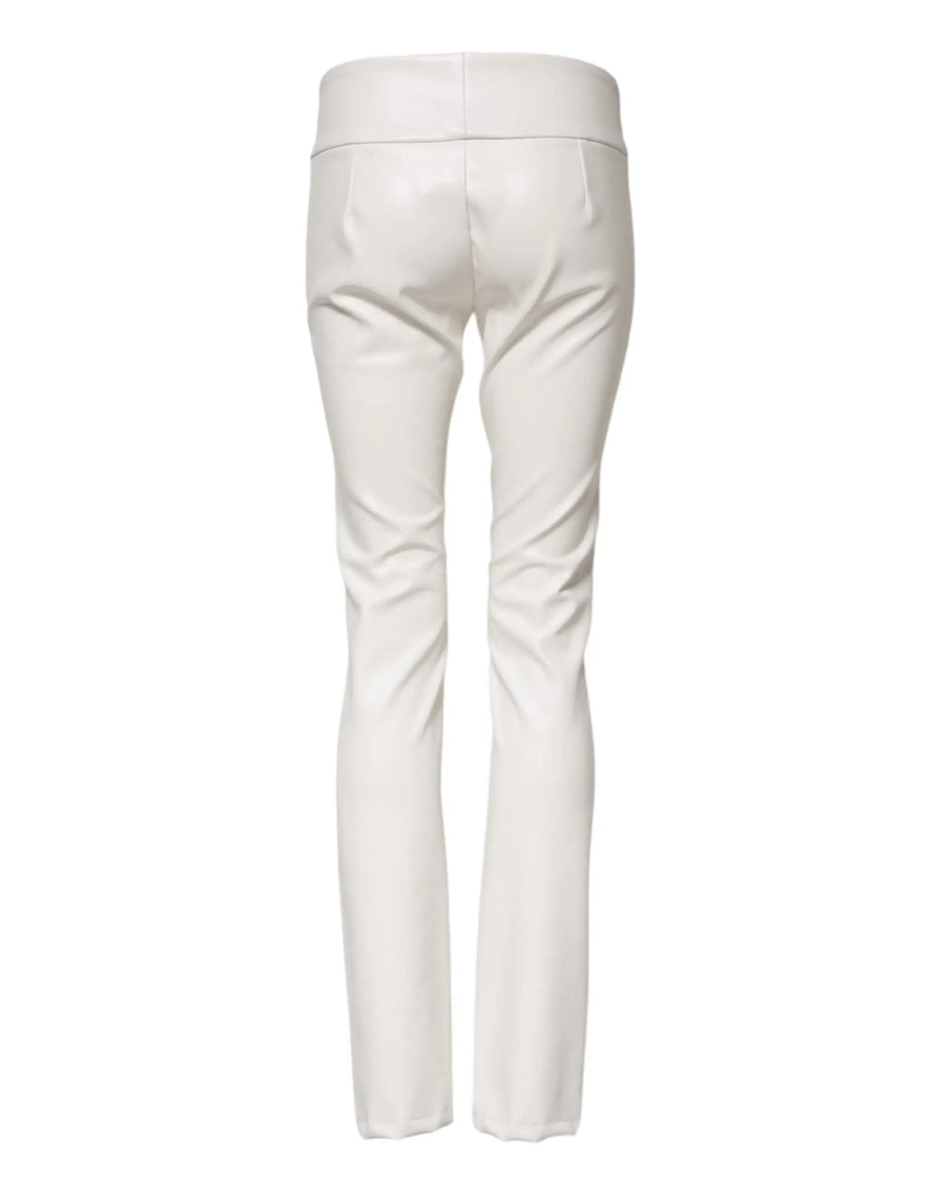 Pantalon crème en similicuir à taille haute et coupe droite dolce gabbana en polyuréthane blanc
