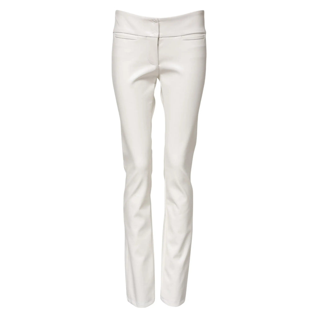 Pantalon blanc en polyuréthane dolce & gabbana taille haute coupe droite avec coutures discrètes en cuir blanc