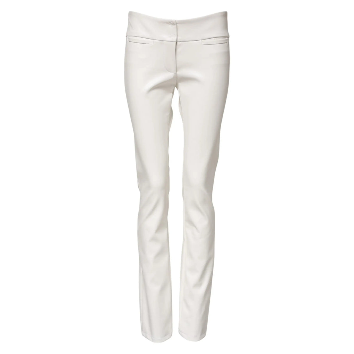 Pantalon blanc en polyuréthane dolce & gabbana taille haute coupe droite avec coutures discrètes en cuir blanc
