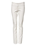 Pantalon blanc crème dolce & gabbana en polyuréthane taille haute coupe fuselée avec tissu lisse et coutures discrètes