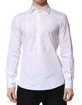 Chemise homme formelle dolce & gabbana blanche en popeline de coton avec col classique et plis devant