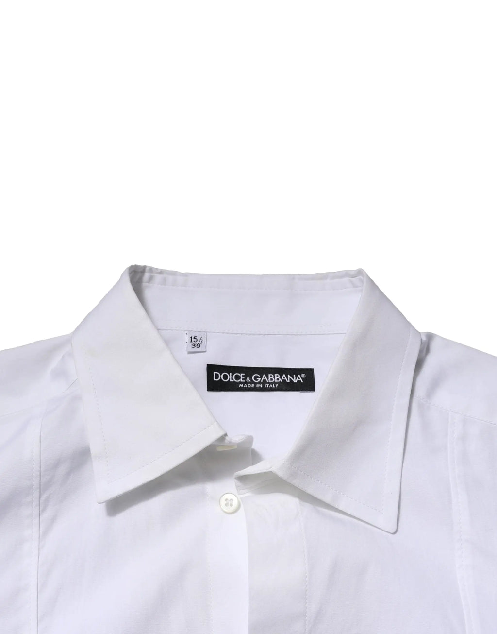 Chemise habillée blanche pour homme dolce & gabbana en coton popeline à col classique et boutonnage frontal