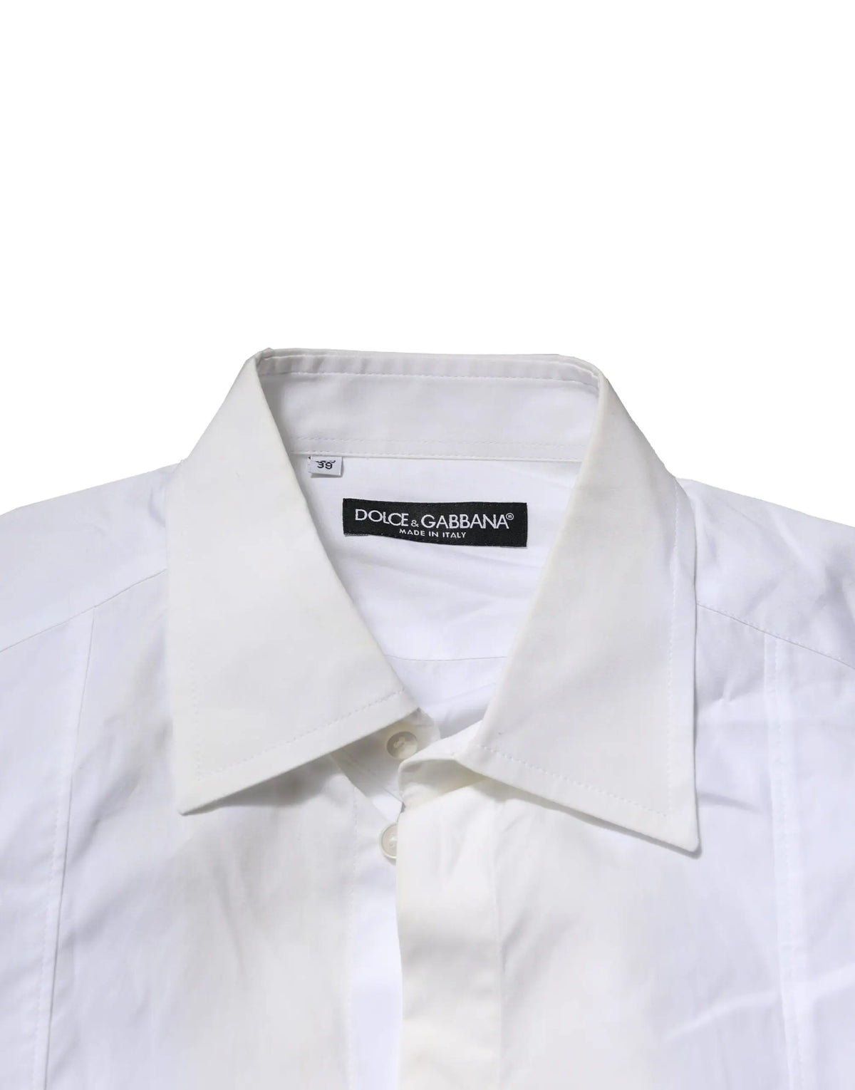Chemise blanche dolce & gabbana pour homme en popeline de coton avec col classique et boutonnage avant