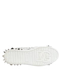 Dolce & Gabbana baskets hommes blanches portofino avec picots métalliques argentés et motif monogramme subtil