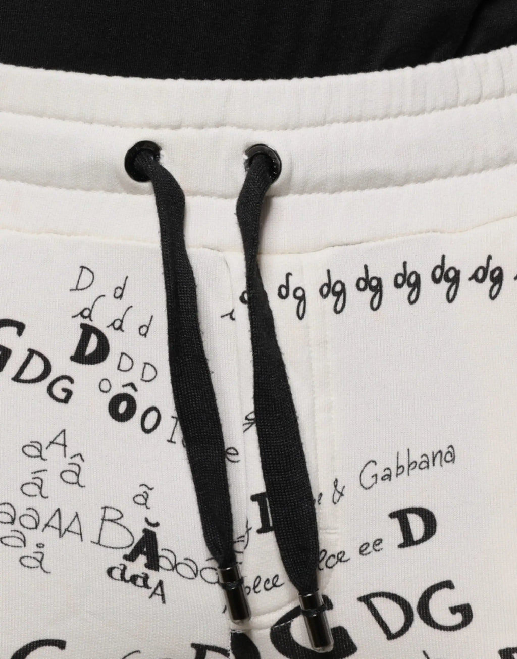 Pantalon de jogging dolce & gabbana blanc en coton avec cordons noirs et imprimé graphique dg répété