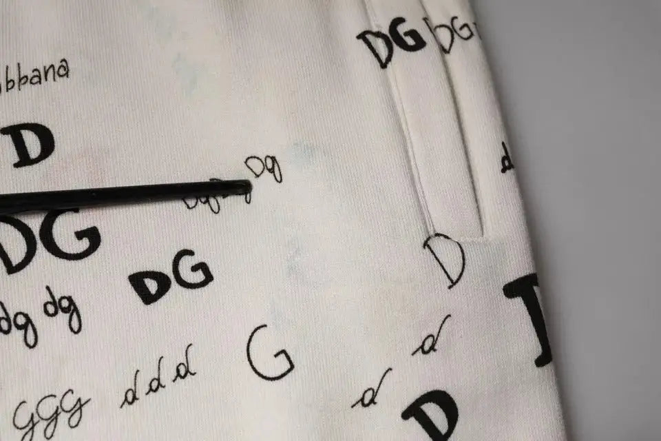 Pantalon de jogging blanc en coton dolce gabbana imprimé dg avec couture visible