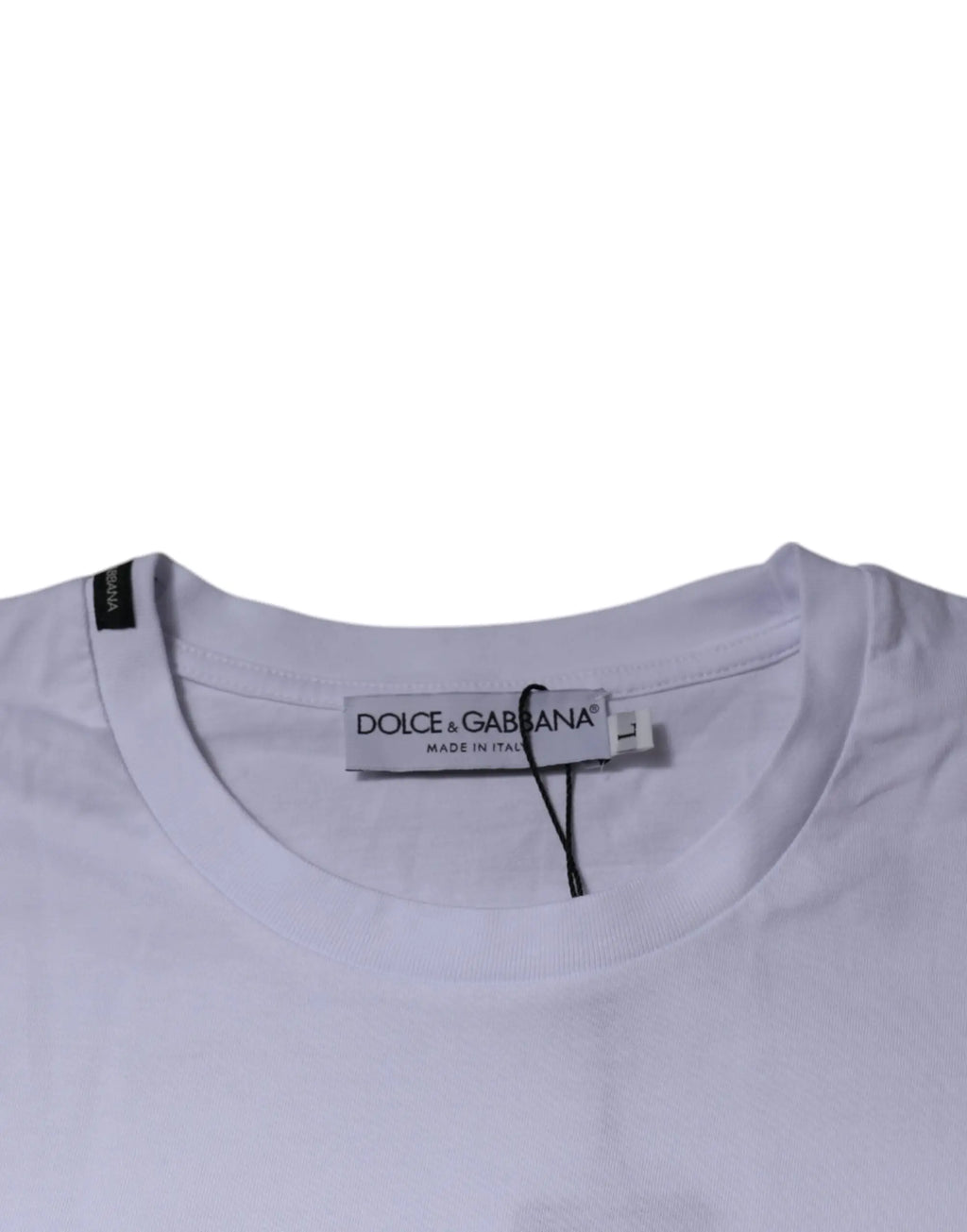 T-shirt dolce & gabbana blanc à col rond classique en coton doux avec motif léopard rouge