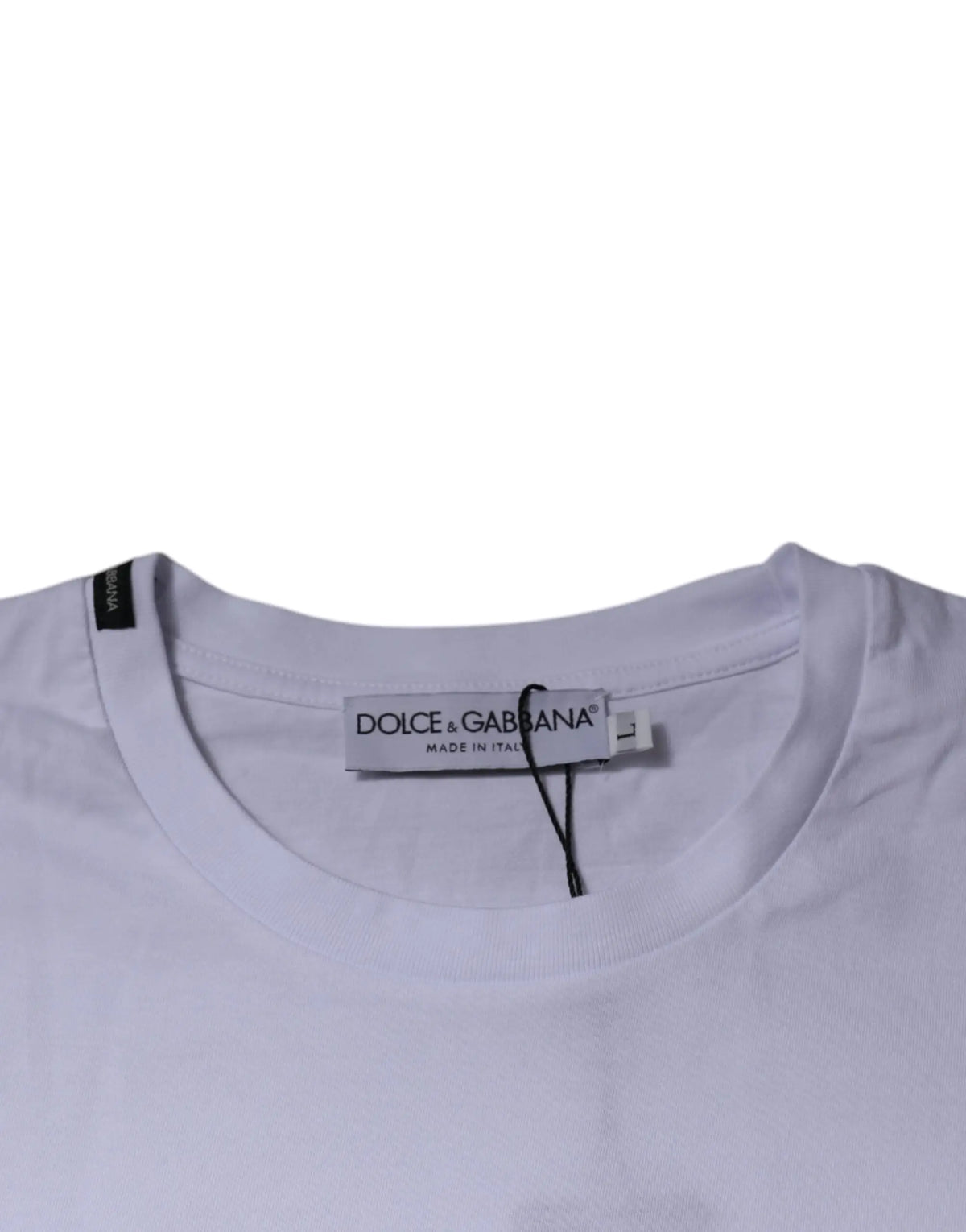 T-shirt dolce & gabbana blanc à col rond classique en coton doux avec motif léopard rouge