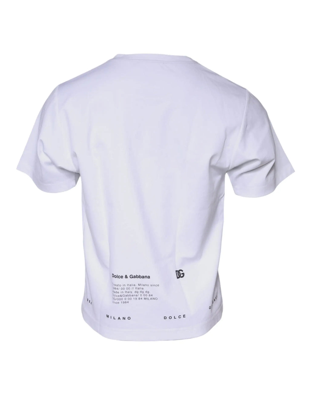 Dos du t-shirt blanc dolce & gabbana en coton avec impression lèvres rouges texte et logo noir