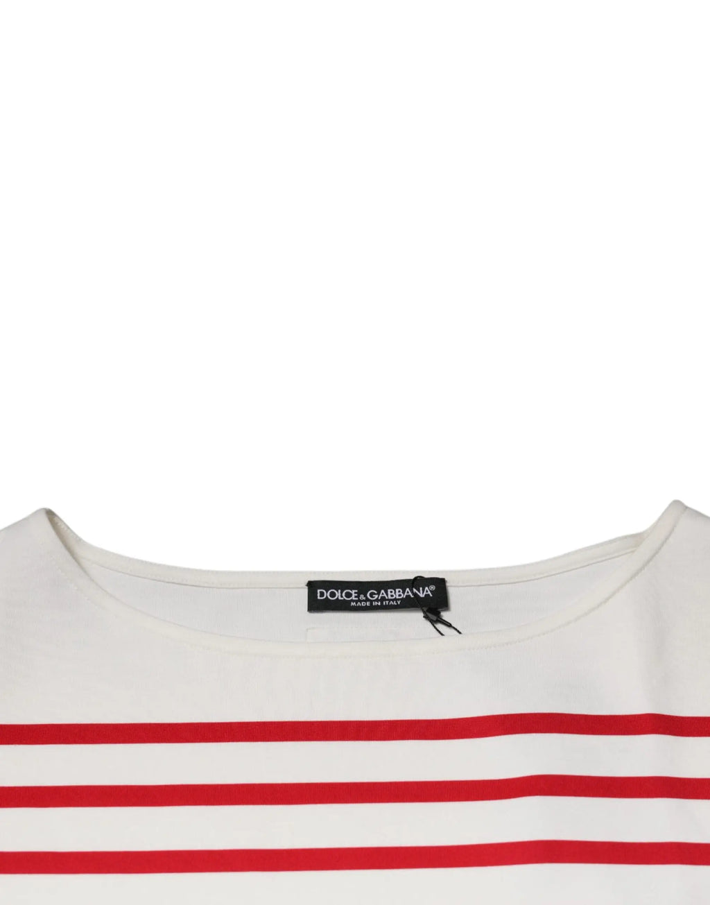 Dolce & gabbana top blanc en coton à rayures rouges horizontales et manches longues