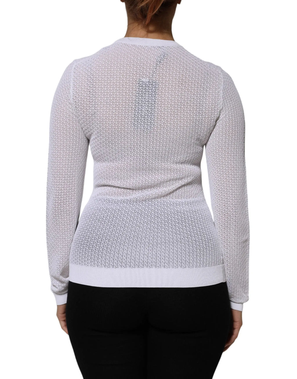 Cardigan blanc dolce & gabbana en maille à manches longues avec motif texturé subtil et poignets côtelés