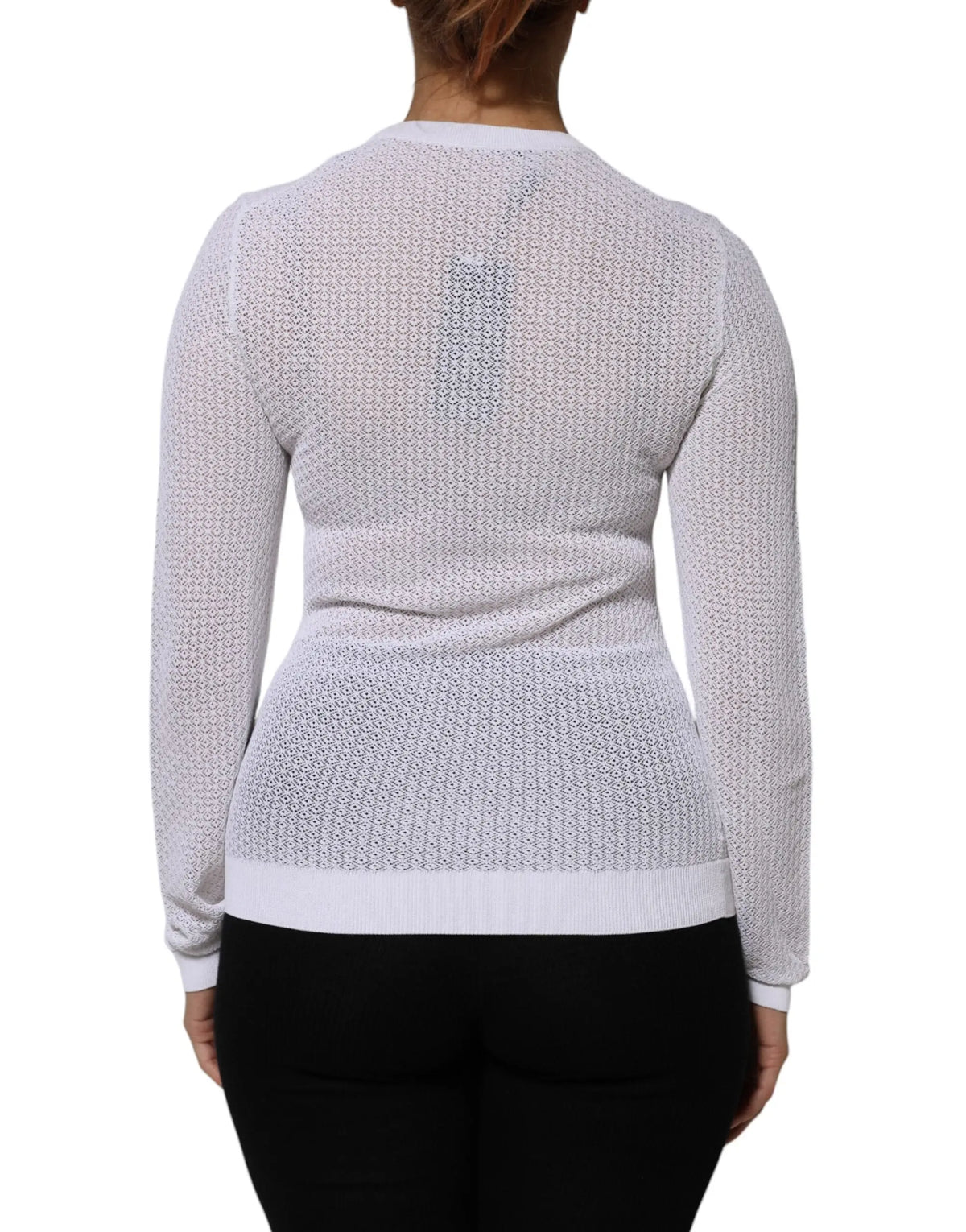 Cardigan blanc dolce & gabbana en maille à manches longues avec motif texturé subtil et poignets côtelés