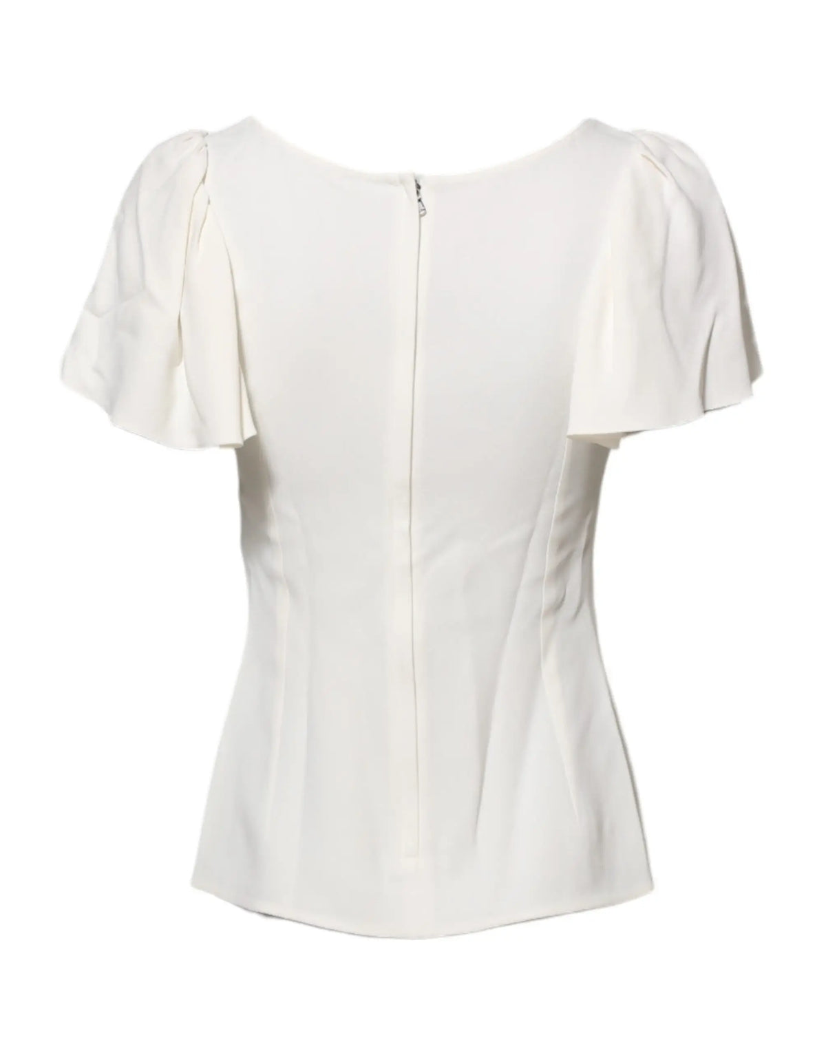 Blouse blanche dolce gabbana à col rond avec manches courtes bouffantes et bas peplum élégante