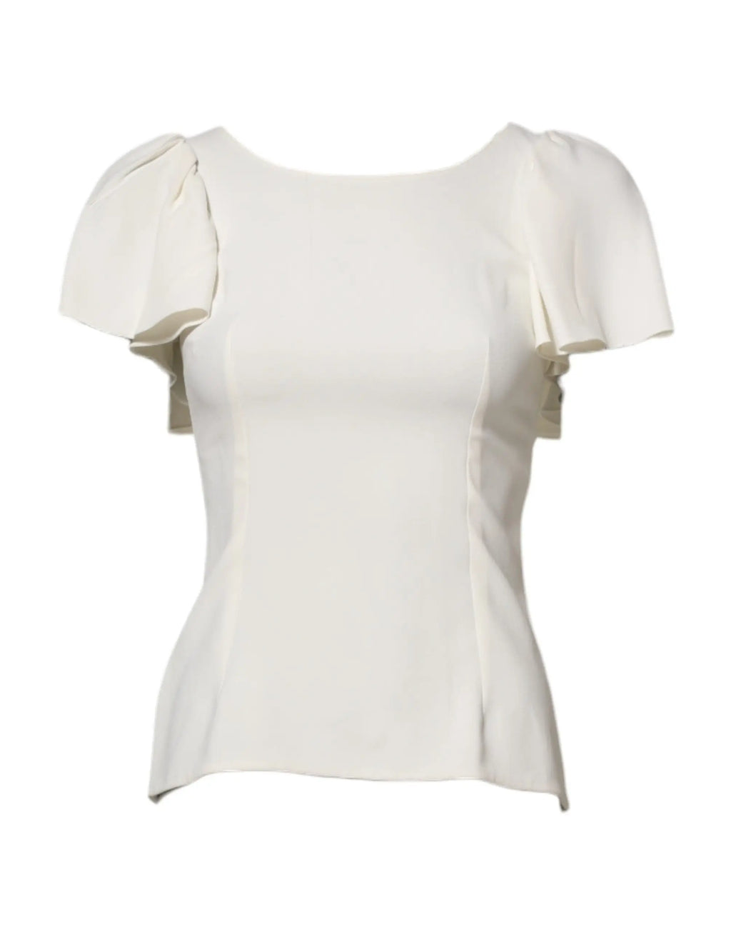 Blouse dolce & gabbana blanche en coton avec manches courtes volantées et bas peplum élégant