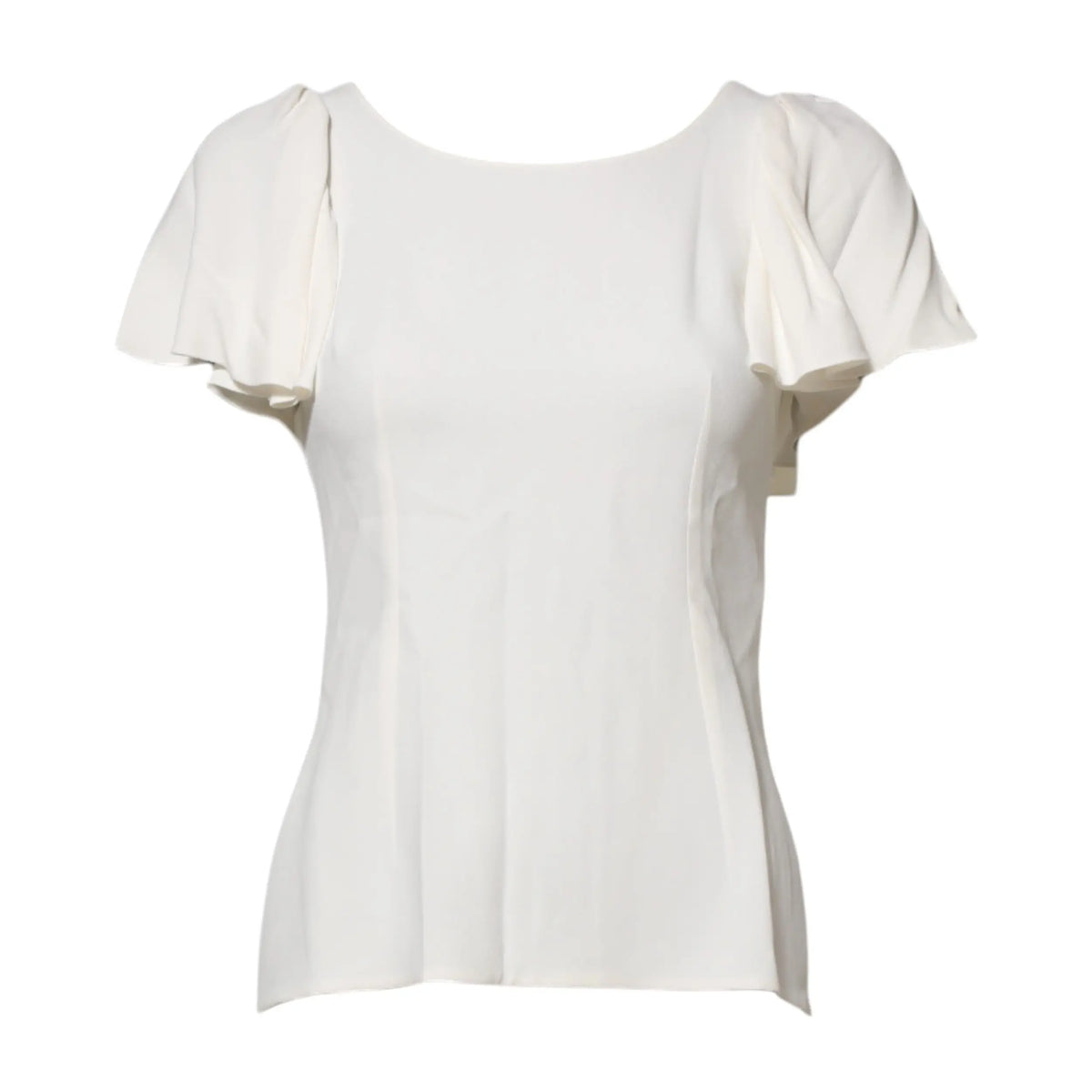 Blouse blanche dolce gabbana en ivoire doux avec manches courtes à volants et ourlet peplum flatteur