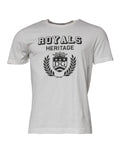 T-shirt blanc en coton dolce & gabbana avec motif noir royals heritage comprenant une crête et une couronne de laurier
