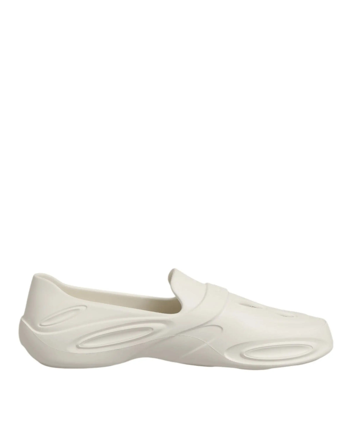 Chaussure dolce & gabbana white rubber slides low top sneaker beige crème en matériau caoutchouteux lisse moderne
