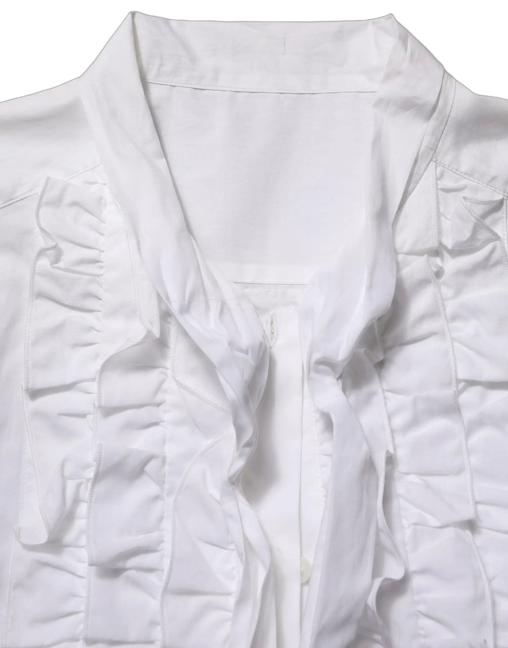 Blouse blanche dolce gabbana à manches longues avec volant plissé devant et col élégant