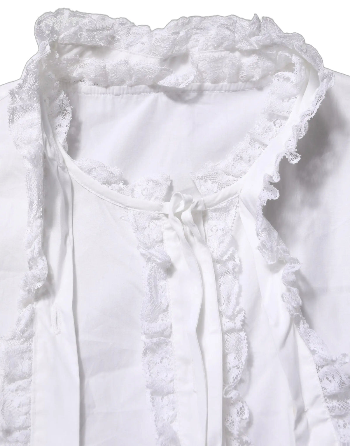 Blouse blanche dolce gabbana avec volants en dentelle délicate et tissu fluide doux