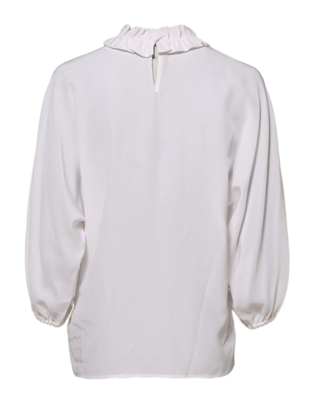 Blouse blanche dolce & gabbana à col froufrouté et manches bouffantes en tissu léger pour femme