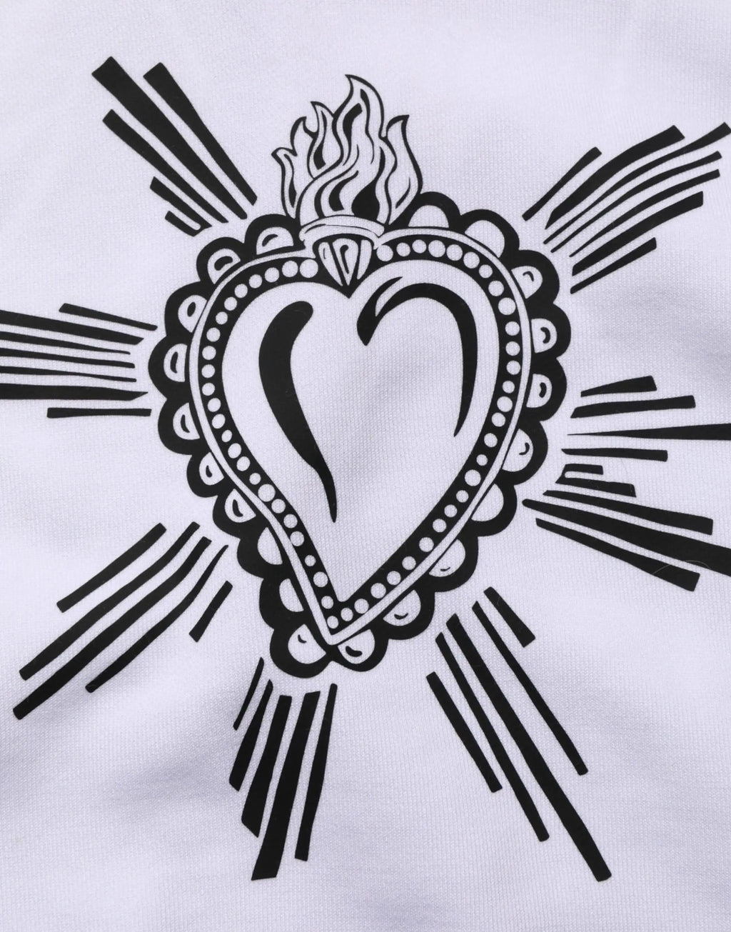 Dolce & Gabbana sweat à capuche blanc en tissu avec illustration encre noire du sacré coeur avec flammes