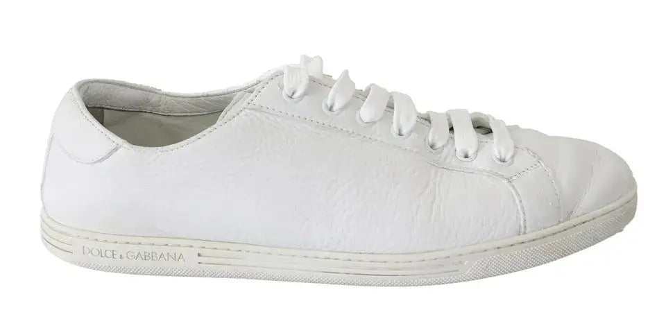 Baskets homme blanche en cuir dolce gabbana saint tropez à lacets avec logo subtil sur le côté