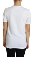 T-shirt blanc dolce & gabbana san valentino avec manches courtes et col rond simple orné de cristaux en forme de cœur