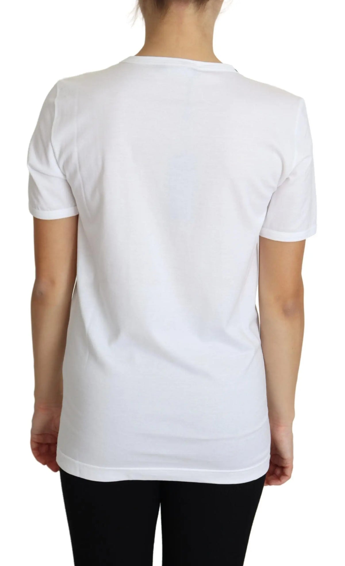 T-shirt blanc dolce & gabbana san valentino avec manches courtes et col rond simple orné de cristaux en forme de cœur