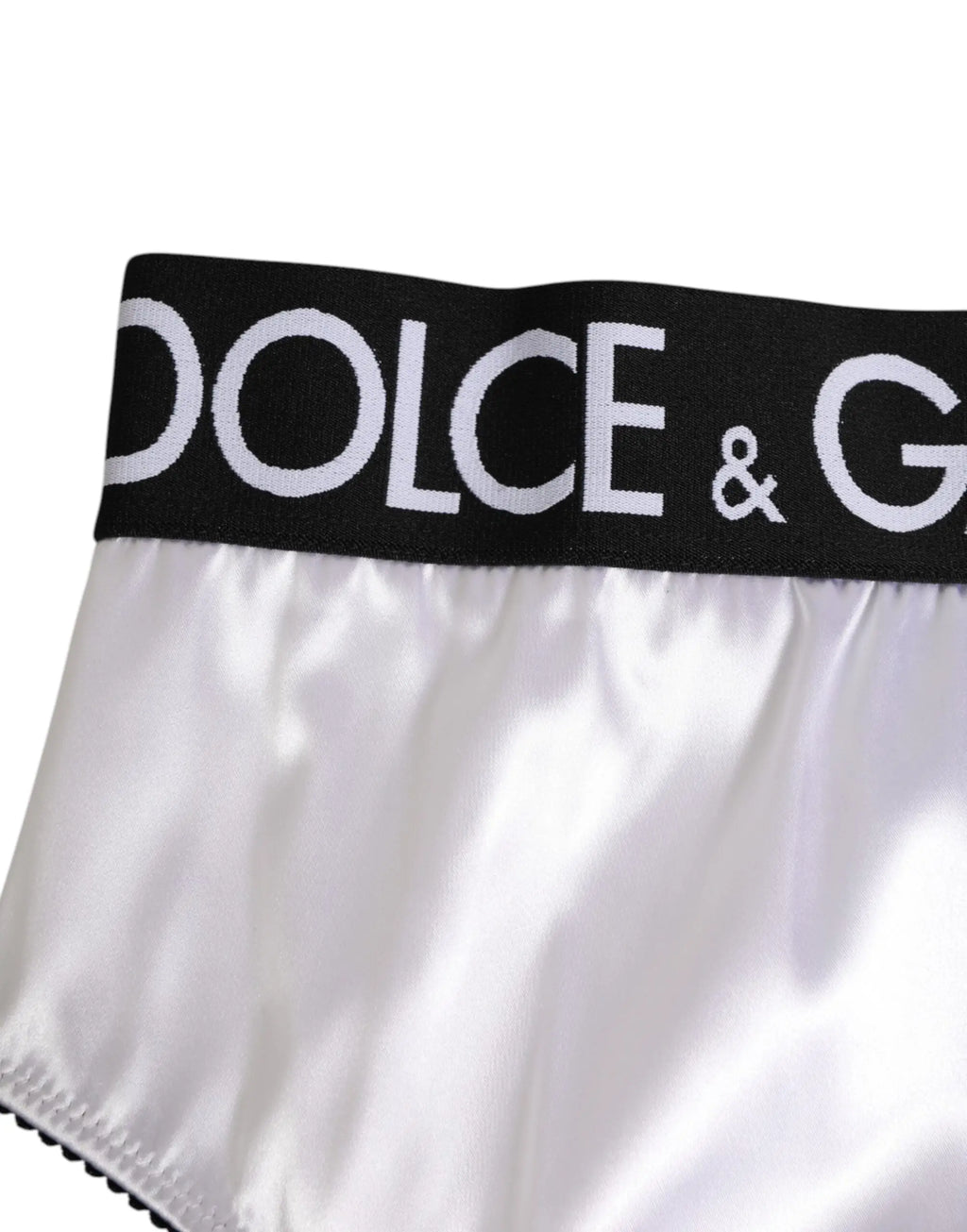 Culotte blanche en satin dolce & gabbana taille haute avec ceinture élastique noire logo blanc femme