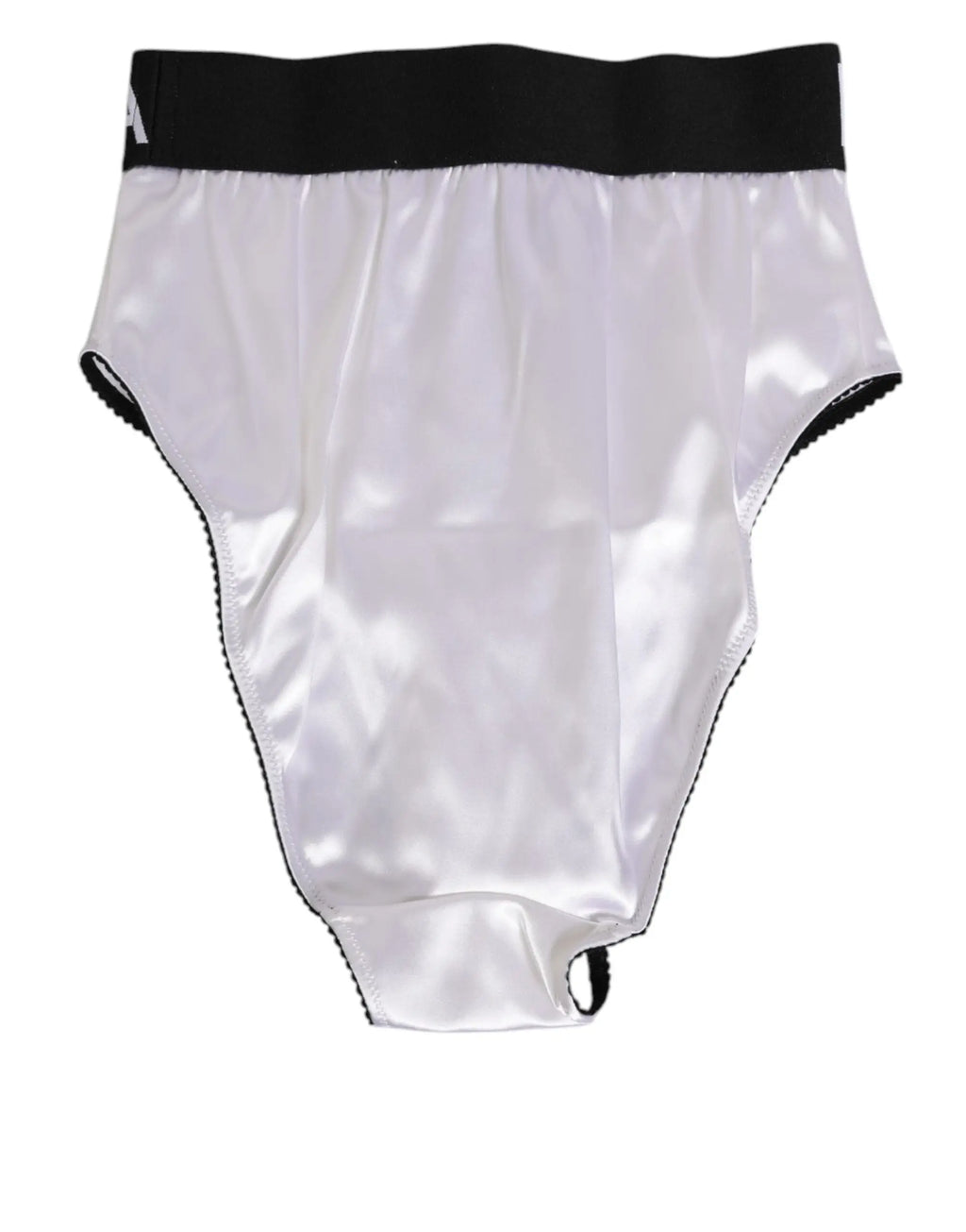 Culotte taille haute en satin blanc dolce & gabbana avec taille élastique noire et bordure noire assortie