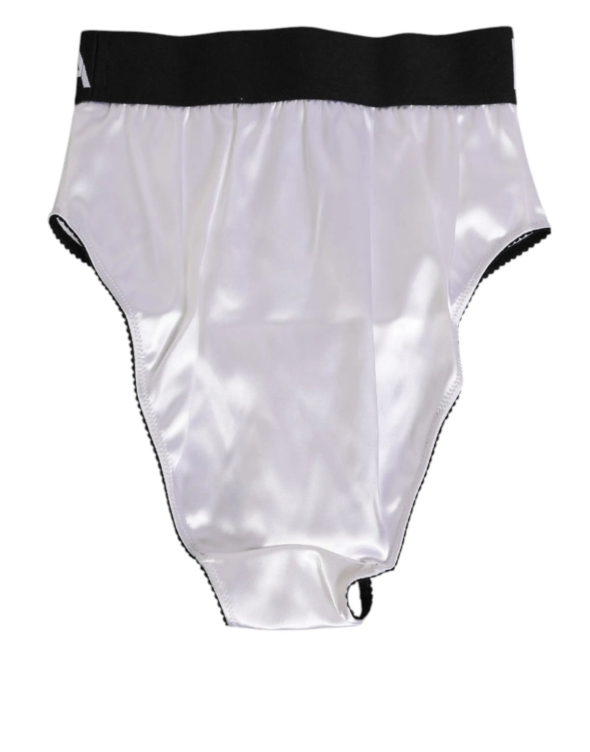 Culotte taille haute en satin blanc dolce & gabbana avec taille élastique noire et bordure noire assortie