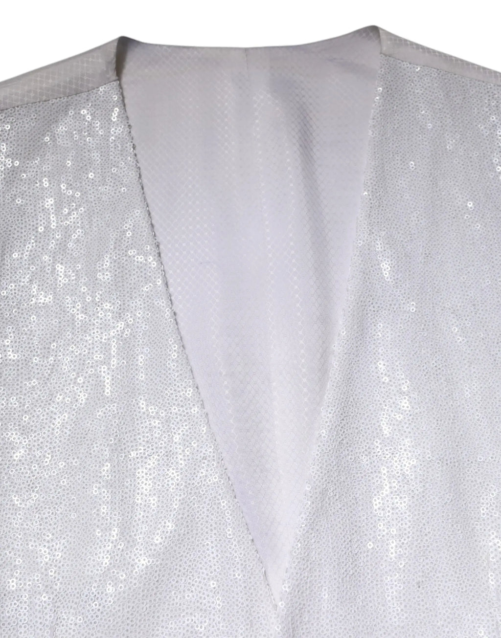 Dolce & gabbana gilet blanc à sequins argentés avec doublure intérieure gris clair lisse pour tenue formelle