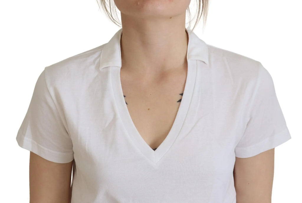 Dolce & gabbana blanc t-shirt en coton à manches courtes col v style polo for a casual look