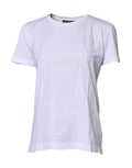 T-shirt blanc en coton dolce & gabbana à manches courtes avec col rond simple et étiquette de marque au col