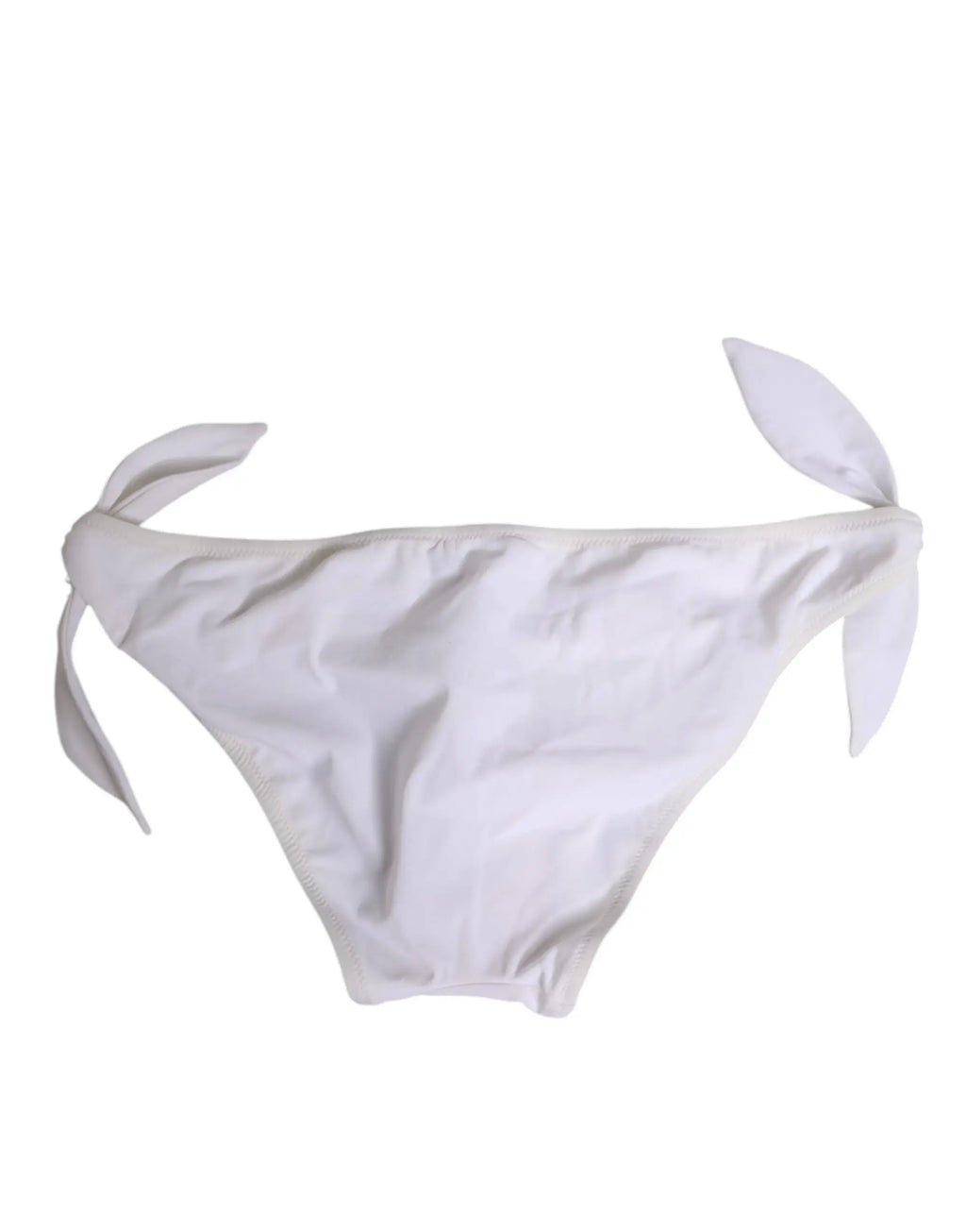 Dolce & gabbana white bikini bottom with tied side ties and logo detail in a stylish swimwear design