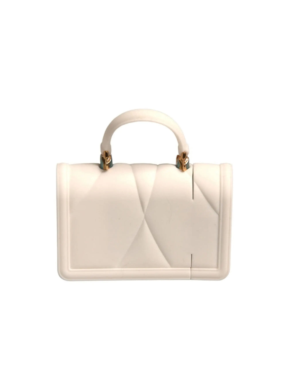 Sac bandoulière dolce & gabbana en silicone blanc avec design matelassé crème et détails dorés géométriques
