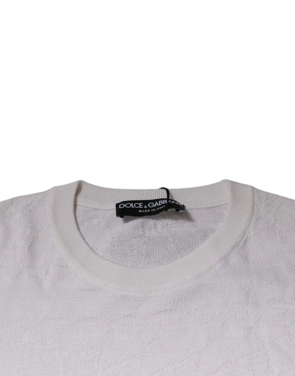 Pull homme dolce & gabbana en soie blanc avec col rond et motif tricotée subtil