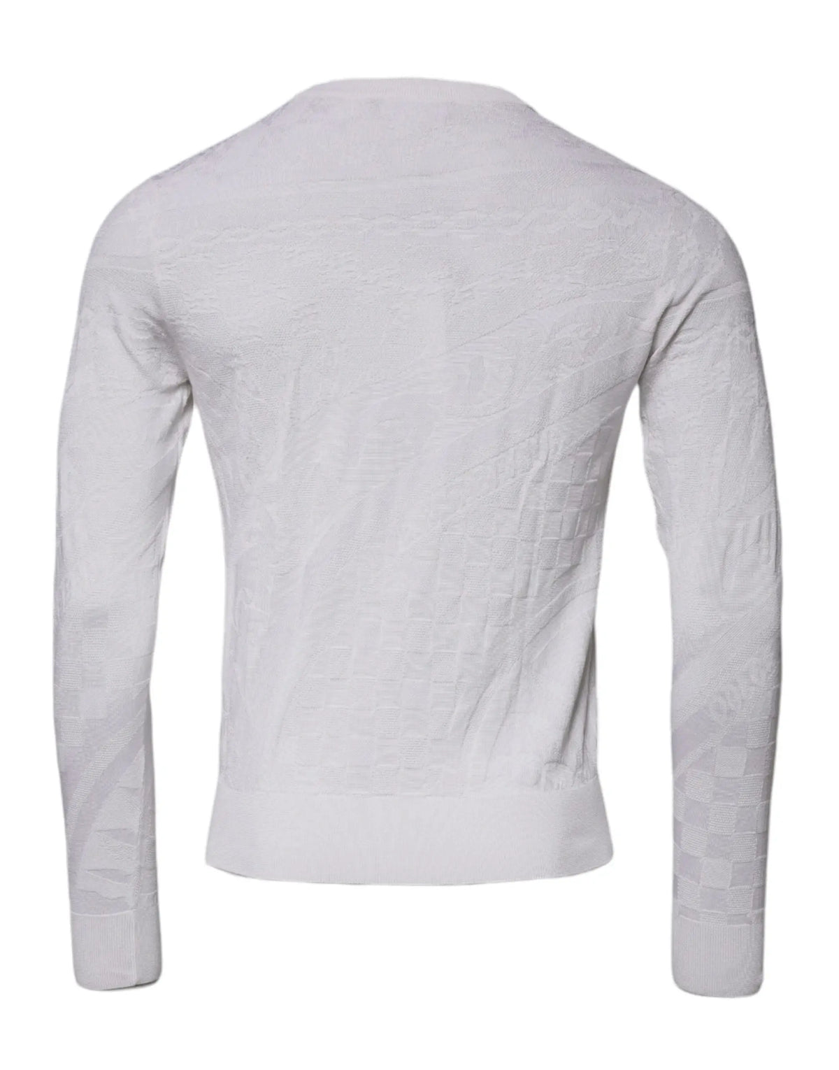 Dolce & Gabbana pull en maille blanche en soie pour homme avec motif carreaux subtils col rond
