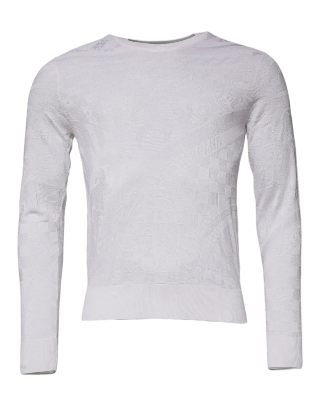 Pull en maille blanc à manches longues dolce & gabbana en soie avec motif texturé subtil pour homme
