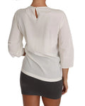 Blouse blanche en soie dolce & gabbana à manches trois-quarts avec détail discret à lencolure dos