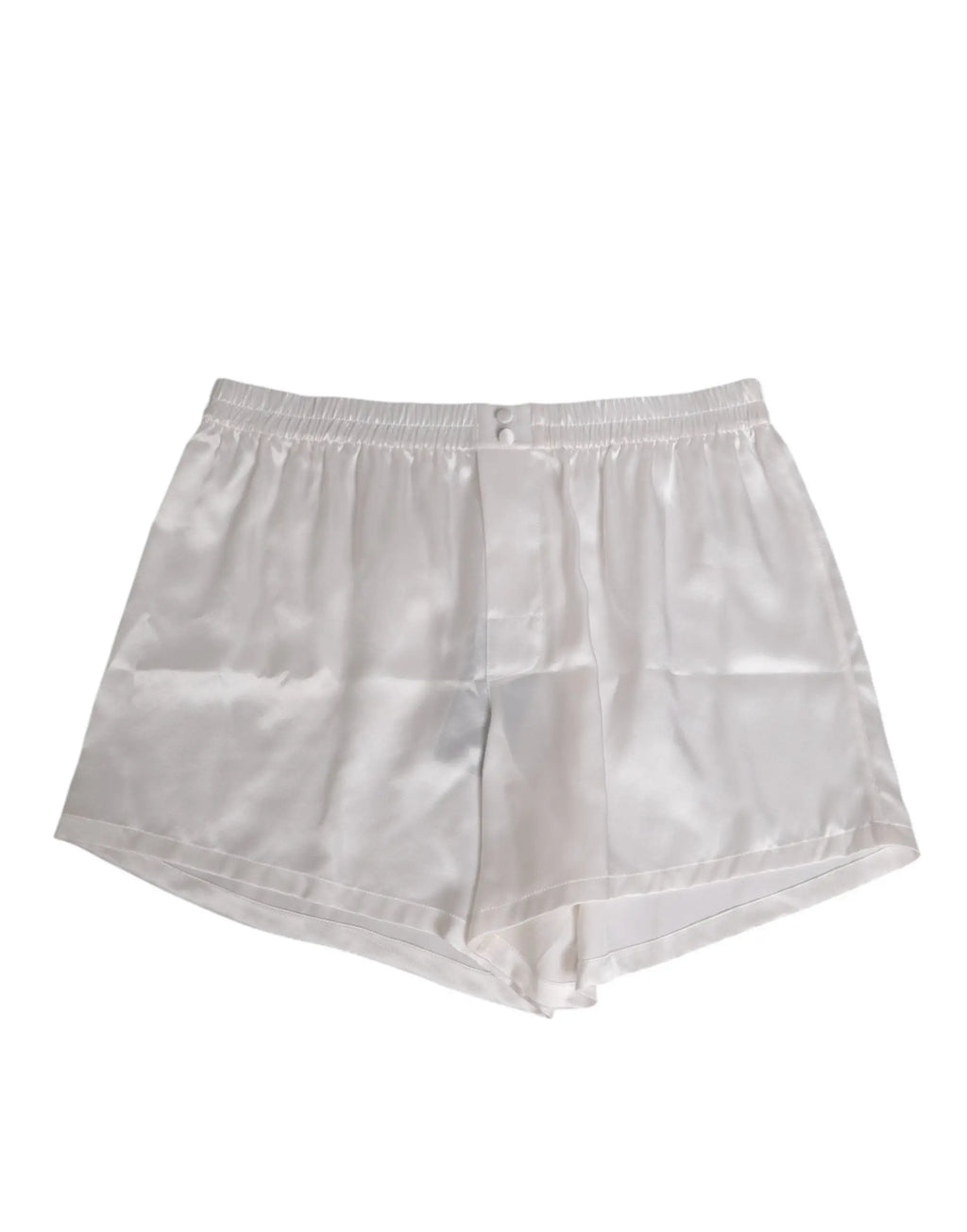 Dolce & gabbana boxer short homme blanc en satin de soie avec taille elastique et leger brillant
