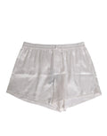 Dolce & gabbana boxer short homme en satin de soie blanc avec taille élastique et légère brillance pour la plage