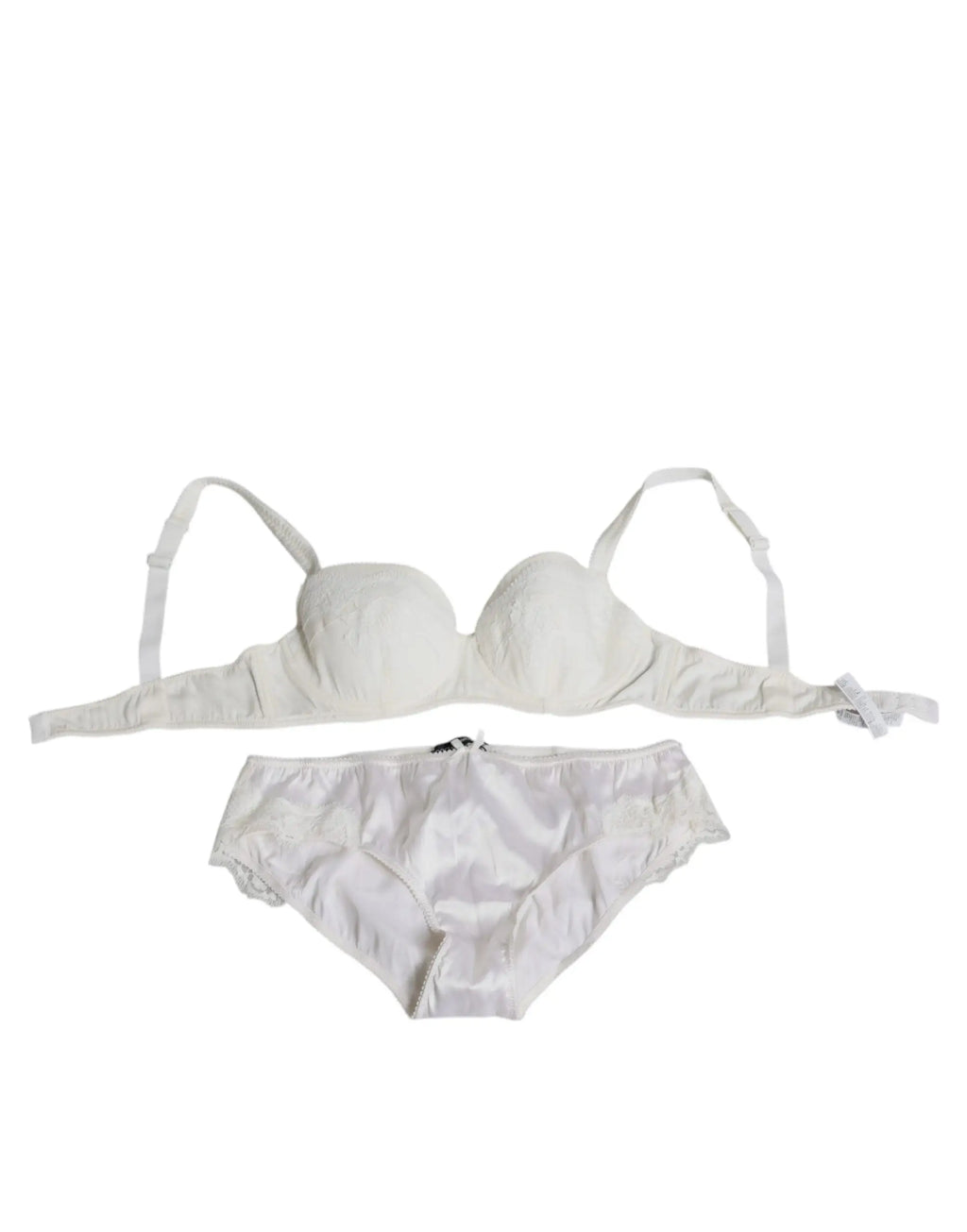 Ensemble lingerie blanc en satin avec bordure en dentelle et bretelles réglables dolce & gabbana