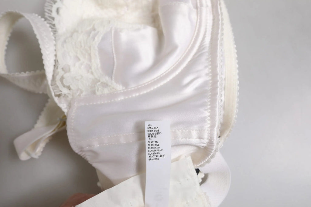 Dolce & gabbana soutien gorge balconnet en soie blanc avec armatures dentelle et broderie florale satinée