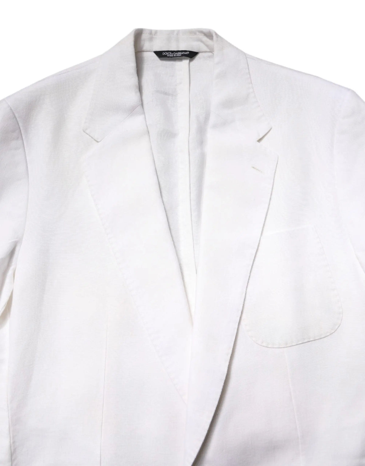 Dolce gabbana blazer blanc homme à coupe ajustée avec texture subtile et boutonnière simple visible de face